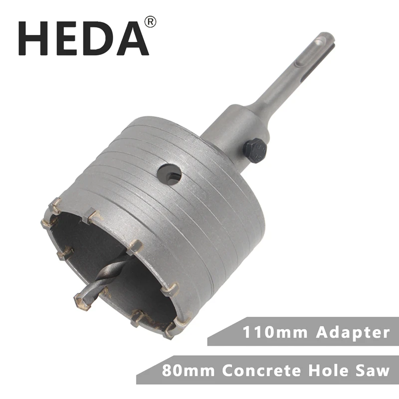 HEDA 80mm Concrete Tungsten Carbide Alloy Core Hole Saw SDS PLUS Electric Hollow Drill Bit Air Conditioning Pipe Cement Stone heda 75mm concrete tungsten carbide alloy core hole saw sds plus electric hollow drill bit air conditioning pipe cement stone