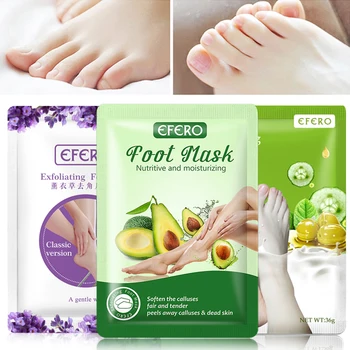 

3Pair Avocado/Lavender Foot Mask Exfoliating Feet Mask Feet Cream Whitening Smooth Calluses Foot Peeling Mask Pedicure Socks