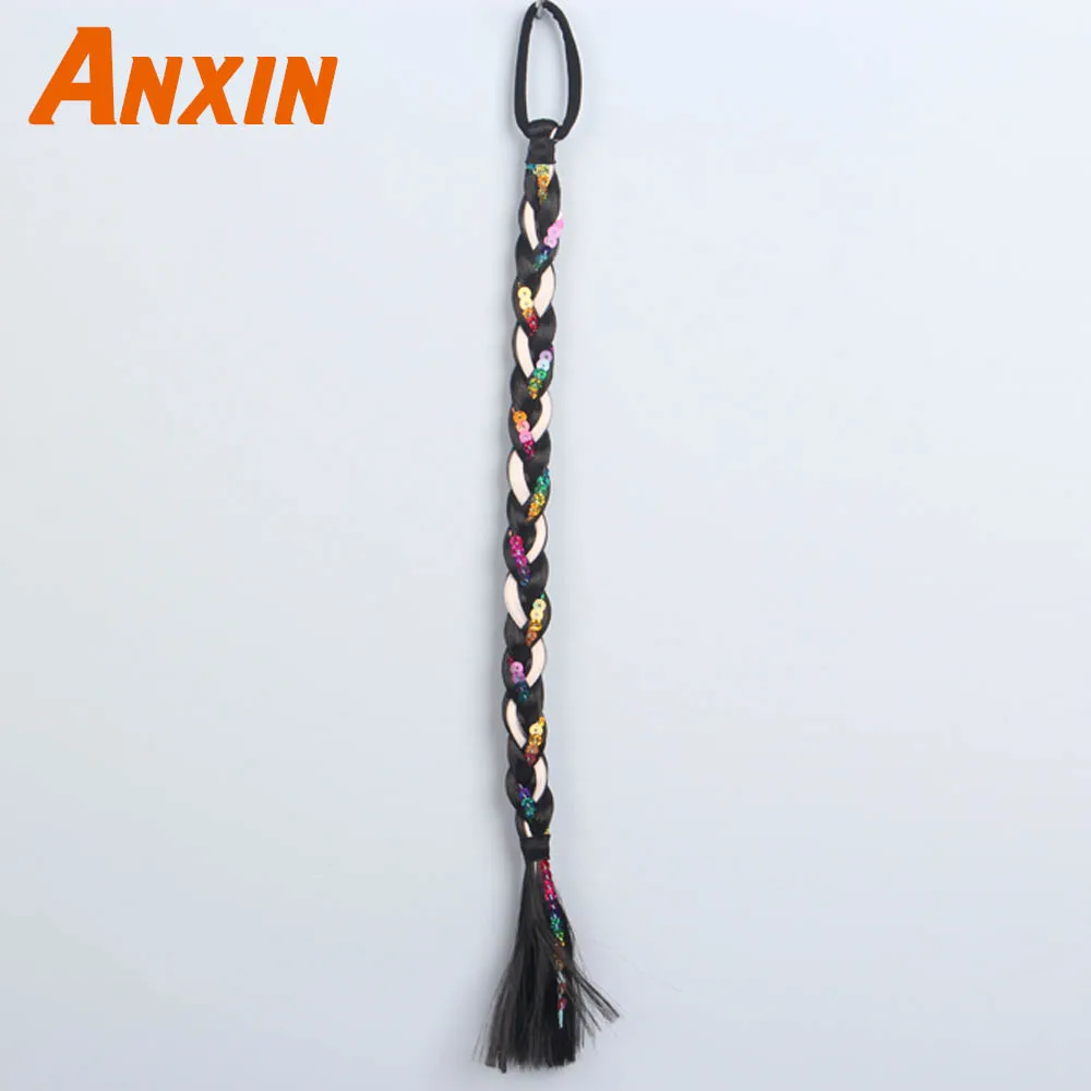 

Anxin Hair Band Colorful Ponytail Band Rope Scrunchies Accessories Braid Party Cosplay Hair Extension Wigs For Girl Synthetic