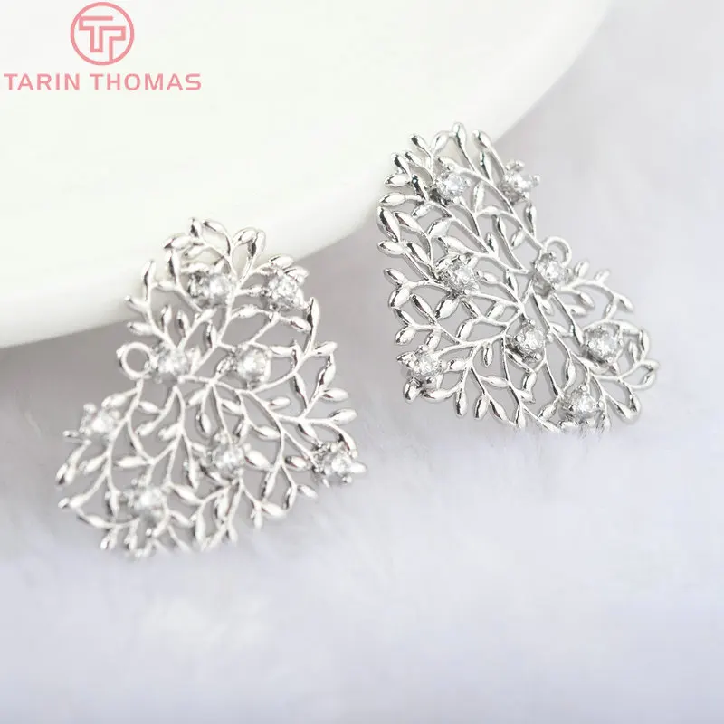 (139)4 قطعة 21x27 مللي متر 24K الشمبانيا الذهب اللون مطلي النحاس مع الزركون القلب Charms المعلقات عالية الجودة Diy بها بنفسك مجوهرات اكسسوارات