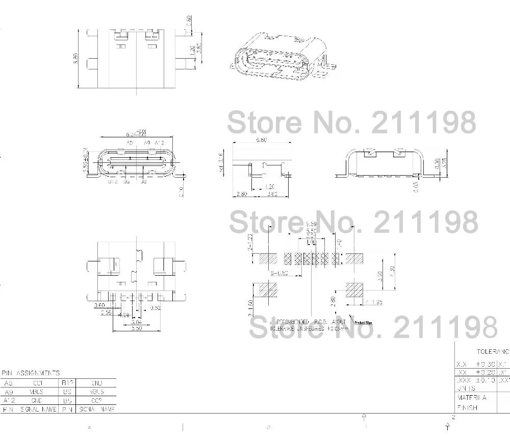 TYPE-C 6PIN板上四脚全贴SMT(1)
