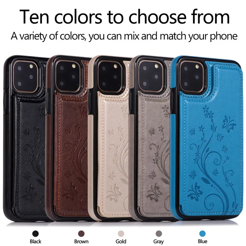 Магнитный флип-чехол-бумажник для iPhone 11 Pro, Роскошный кожаный бумажник с тиснением, чехол для телефона для iPhone 11 Pro max