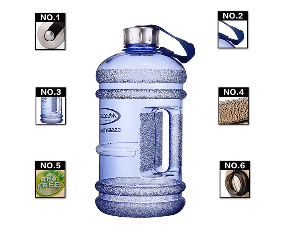 WIILII 2.2L большой Capcity шейкер для протеина пластиковые спортивные бутылки для воды рукоятка тренажерный зал фитнес чайник открытый скалолазание большая чашка