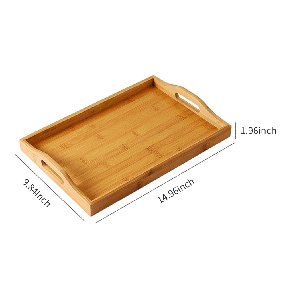38x25x5cm Ванная комната поднос сервировочный поднос для ванной декоративный бамбук поднос для столовых приборов с ручками многоцелевой еда на завтрак поднос для подачи чая - Цвет: 38x25x5cm