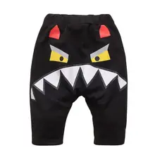 Хлопковые Штаны с принтом героев мультфильмов; эластичные зимние штаны-шаровары средней длины с эластичной резинкой на талии для маленьких мальчиков