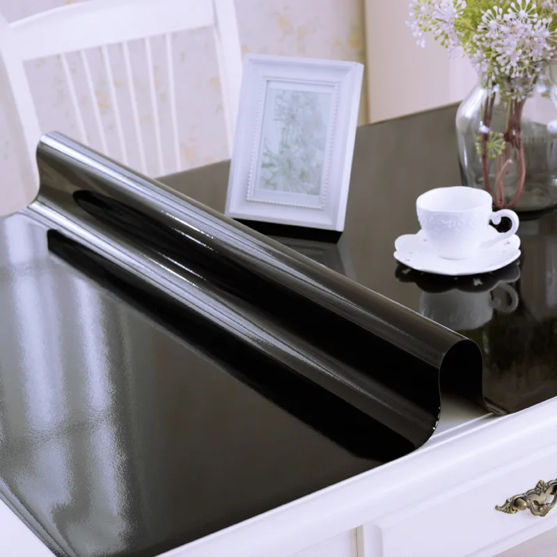 

QQPQGG Black Kitchen Table Cloth Opaque Plastic Soft Glass Matte Table Mat PVC Tablecloth Coffee Table Covers Square Tablecloth