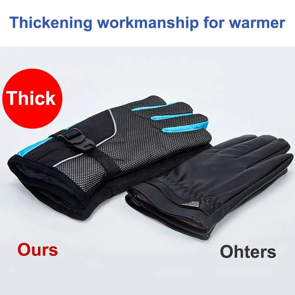 1 Pair Night Reflective Design Winter Warm Gloves Windproof Waterproof Anti-slip For Outdoor Sport Cycling Riding Skiing Mittens