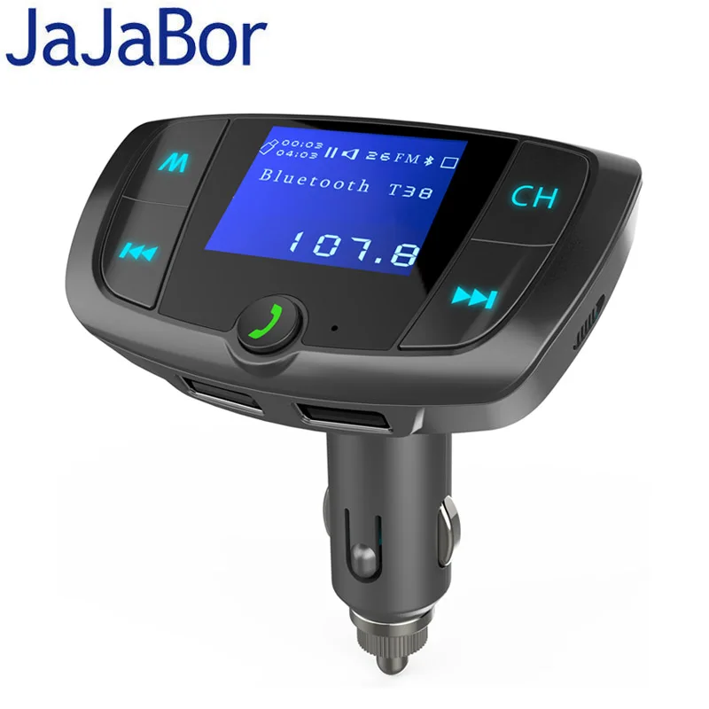 

JaJaBor Bluetooth Car Kit Hands Free Calling FM Transmitter FM Modulator Car Charger Support TF Card/U Disk Playback