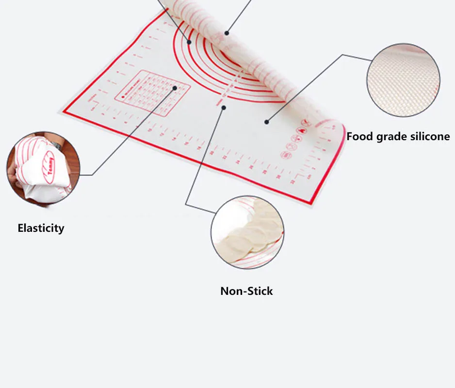 Силиконовый коврик для выпечки со шкалой раскатки теста замеса антипригарный