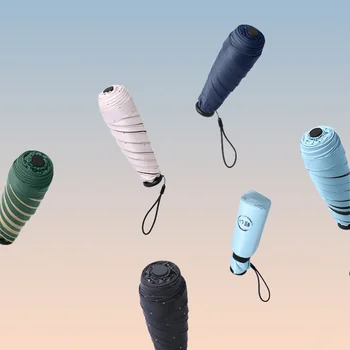 Ardeco-미니 5 접이식 포켓 우산, 140g, 초경량, 휴대용, 태양, 야외, 비닐, 자외선 차단, 디자이너, 그린