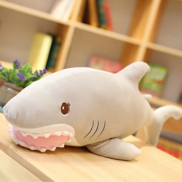 Big Size Funny Soft Bite Grey Plush Shark Toy Pillow Appease Cushion Gift For Children