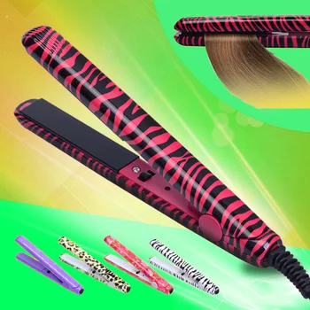 

Professional Hairstyling Mini Portable Ceramic Flat Zebra Hair Straightener Irons Styling Tools Waves Irons With EU Plug