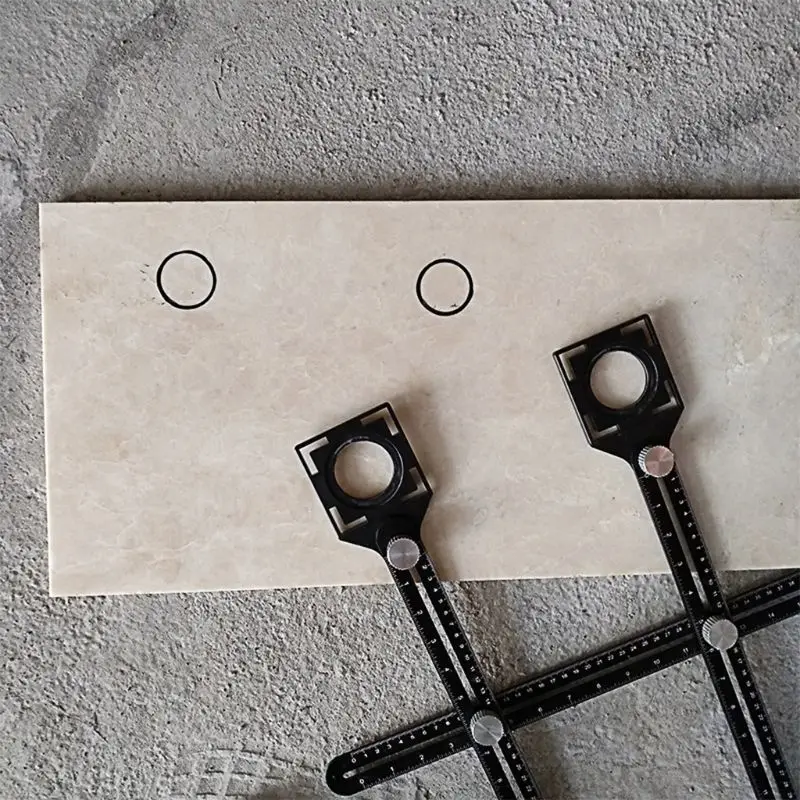 

Multi-Functional AdjustableTile Hole Locator Tool Masonry Glass Fixed Puncher Angle Measuring Ruler Tile Artifact Template E65B