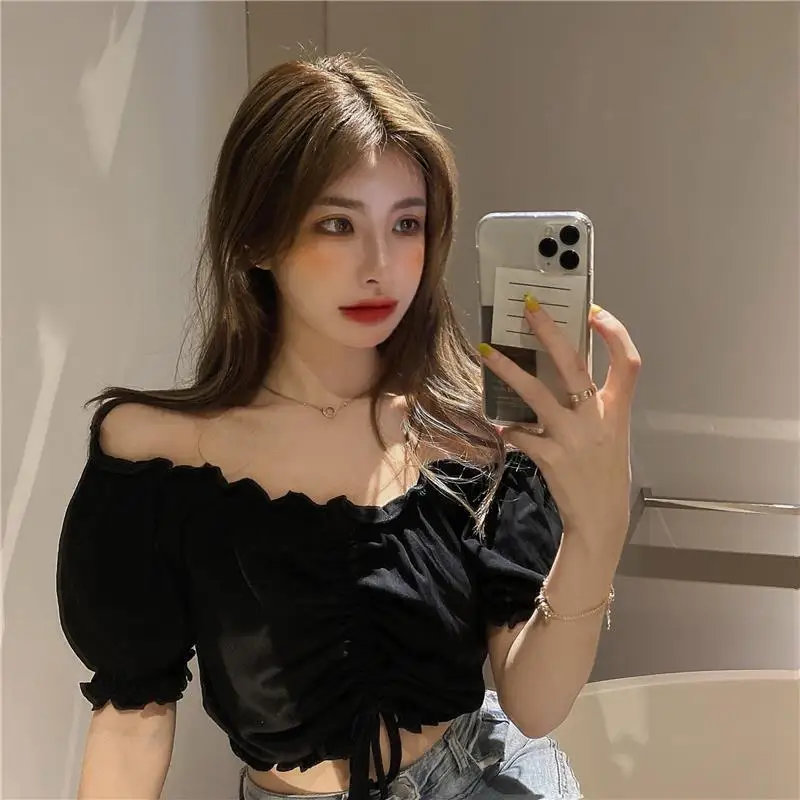 Camisetas Elegant De Manga Corta Para Mujer, Blusa Sexy Con Cinturón