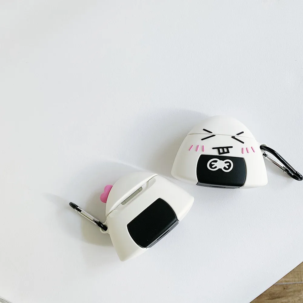 3D милый гриб улыбка лицо наушники силиконовый чехол для AirPods 1 2 Bluetooth гарнитура зарядная коробка Защитная крышка с крюком