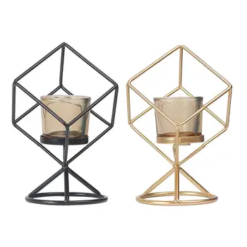 

Nordic Style Wrought Iron Candle Holder Home Decor Romantic Candlelight Dinner Single Geometric Candlestick