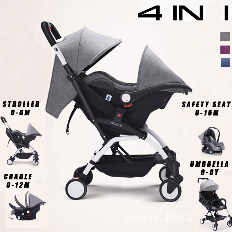  4 IN 1Baby Stroller Portable Baby Sleeping Basket Safety Car Seat Pocket Umbrella Baby Carriage Fou