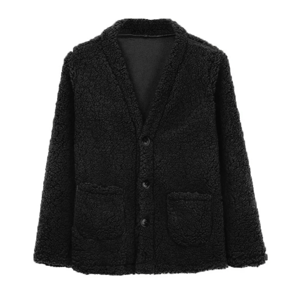 Женский Пушистый кардиган с длинным рукавом, свитер, пальто, куртка для зимы, сплошной цвет, негабаритный