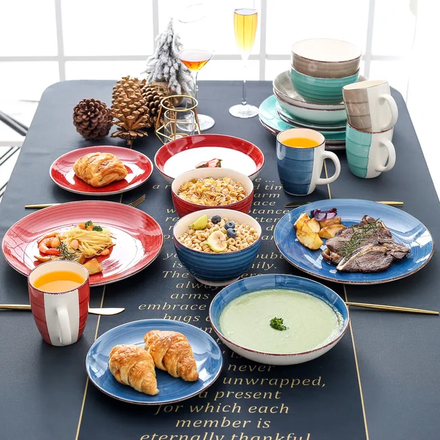 Vancasso Bella-M 20 Darabos Porcelán Étkészlet 4*Vacsora Tányérral, Desszert Tányér, Leves Tál, Bögre Szett 4 Személyes Számára - Image 5