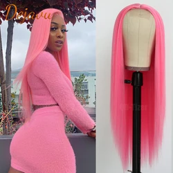 Pink Color Lace Front Straight Wigs 13x4 Lace Frontal Wig Human Hair Wigs 30 Inch PrePlucked Brazilian Remy Hair for Women 180%