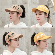 Осенне-зимняя Корейская шапка с вышитыми буквами, Свободный Топ, Вельветовая бейсболка, спортивная вязаная бейсболка с конским хвостом