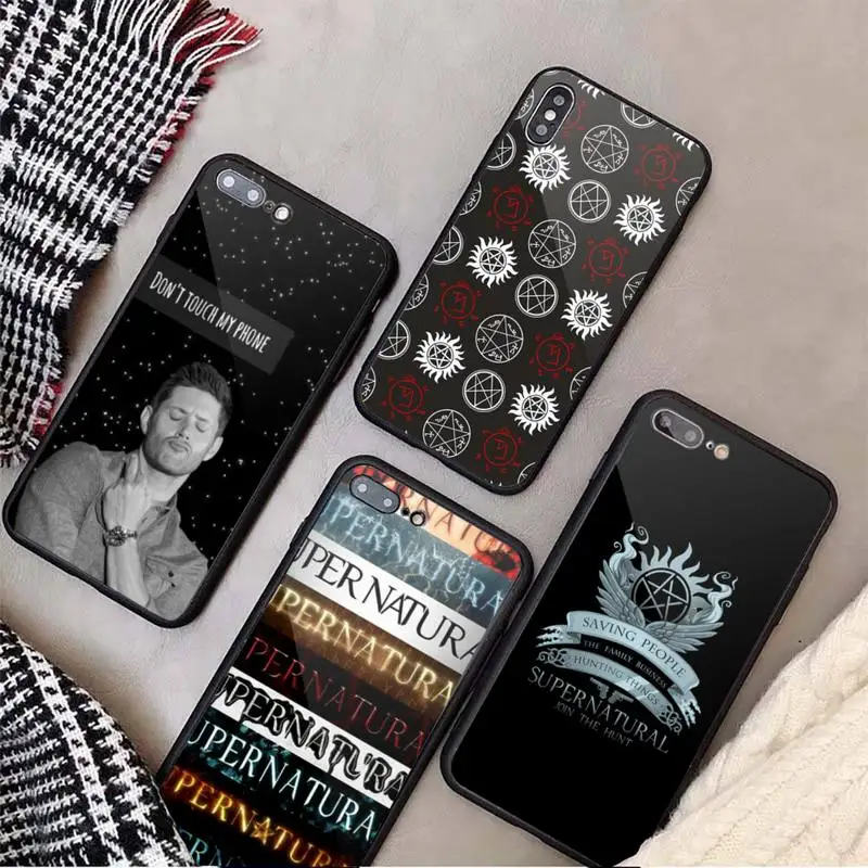 

supernatural American TV show coque funda cover Phone Case Tempered glass For iphone 5C 6 6S 7 8 plus X XS XR 11 PRO MAX