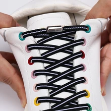 Lacets élastiques noirs et blancs pour chaussures de sport, lacets plats sans attaches, lacets rapides pour enfants et adultes 