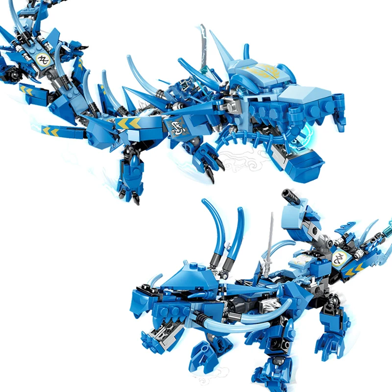 Jay Flying Dragon Ninja Azul Bloque De Construcción Conjunto de Ninja Dragón Chino Guerrero 