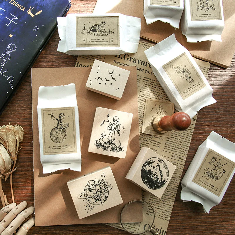 

The Little Prince Theme Creative Delicate Wooden Stamps 15 Designs Mixed DIY Sticker Supplies Free Shipping