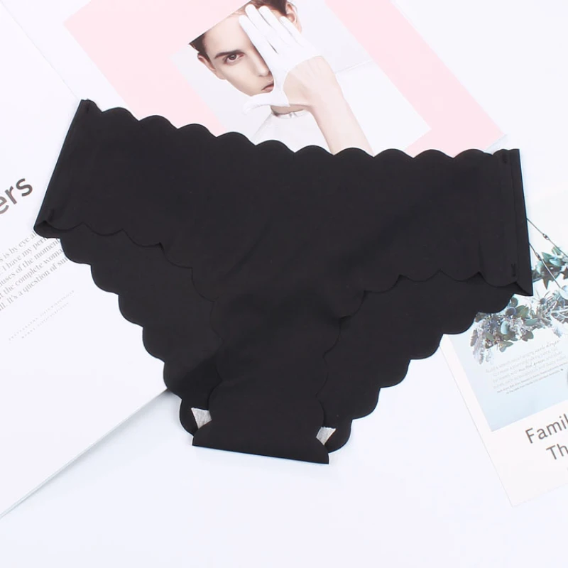 Черный Ice Silk бесшовное женское нижнее белье хлопок промежность женские трусы летние ультратонкие дышащие трусы с низкой талией 15 - Цвет: Черный