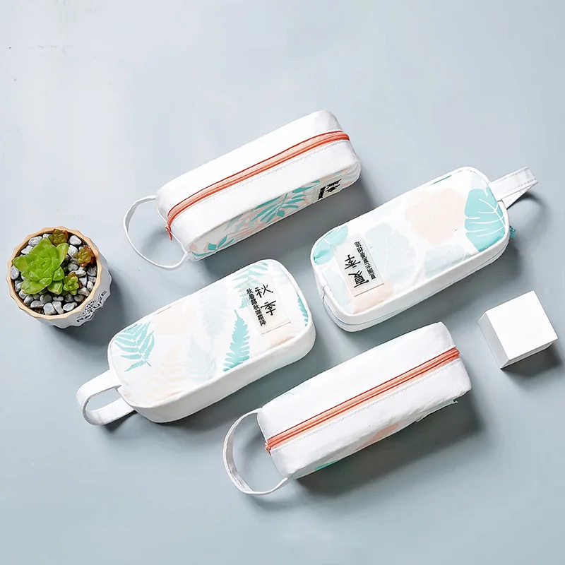 

Portable Green leaf Pencil Case Big Capacity Season pencil box pen bag Stationery pouch school supplies gift