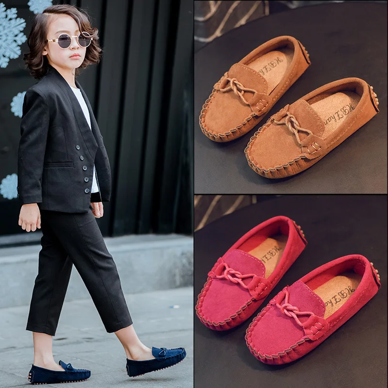 Kids Boys Peas Shoes Toddler leather Slip On Flat Loafers Moccasin Casual Shoes