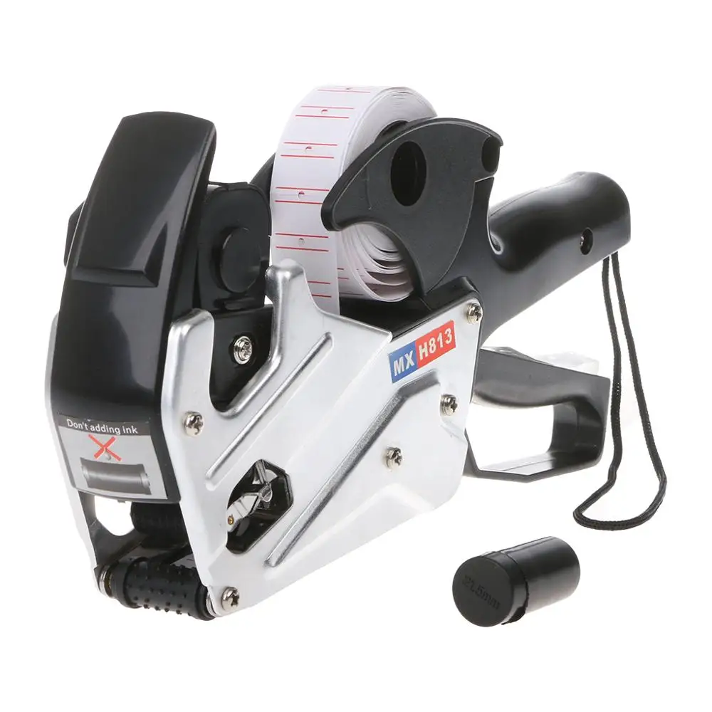 

MX-H813 A-line 8 Digits Price Tag Gun Labeler Labeller Label Paper For Retail Store Pricing Tag Display Tool + Ink Roller