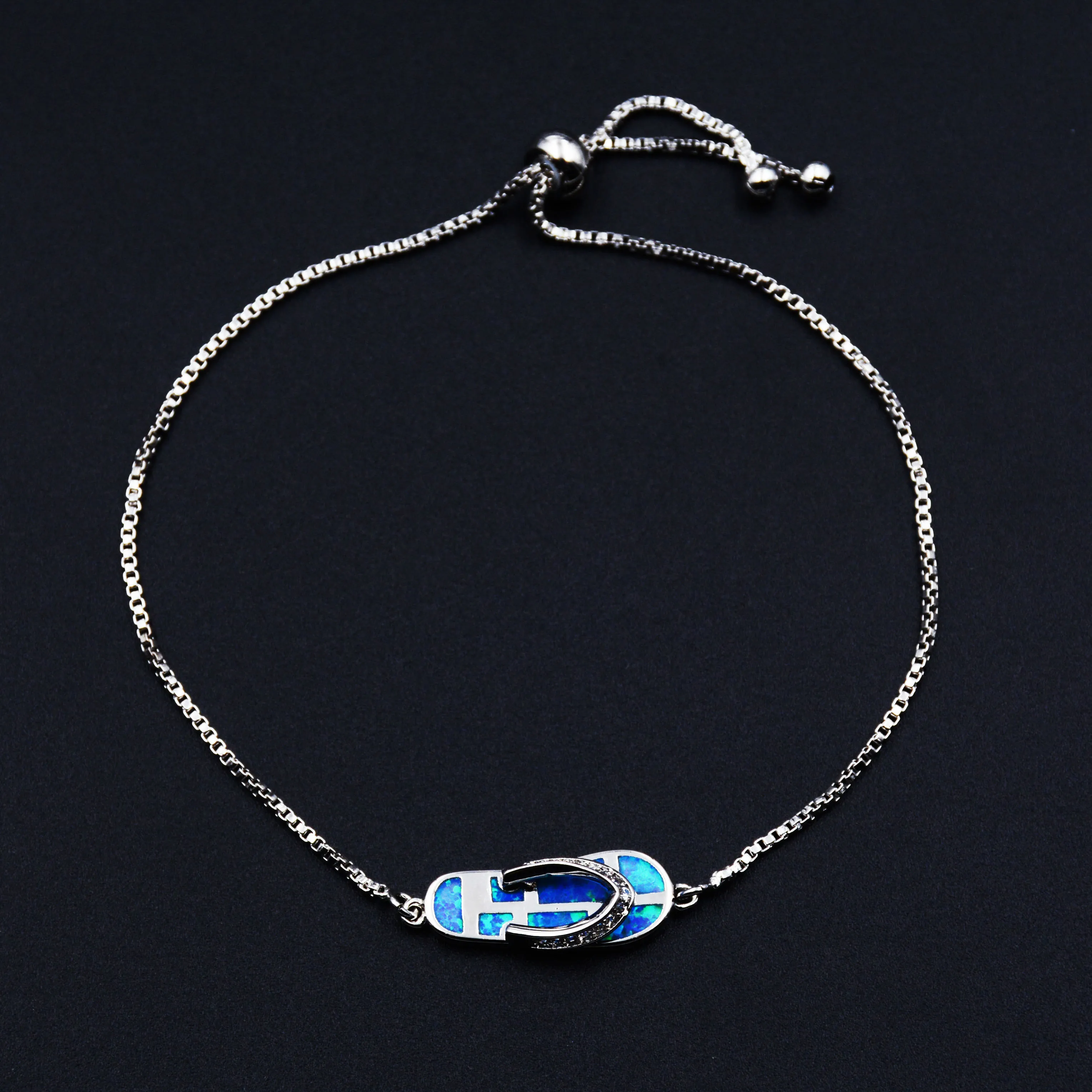 

Wholesale & Retail Flip Flop Fire Opal Bracelet with Box Chain