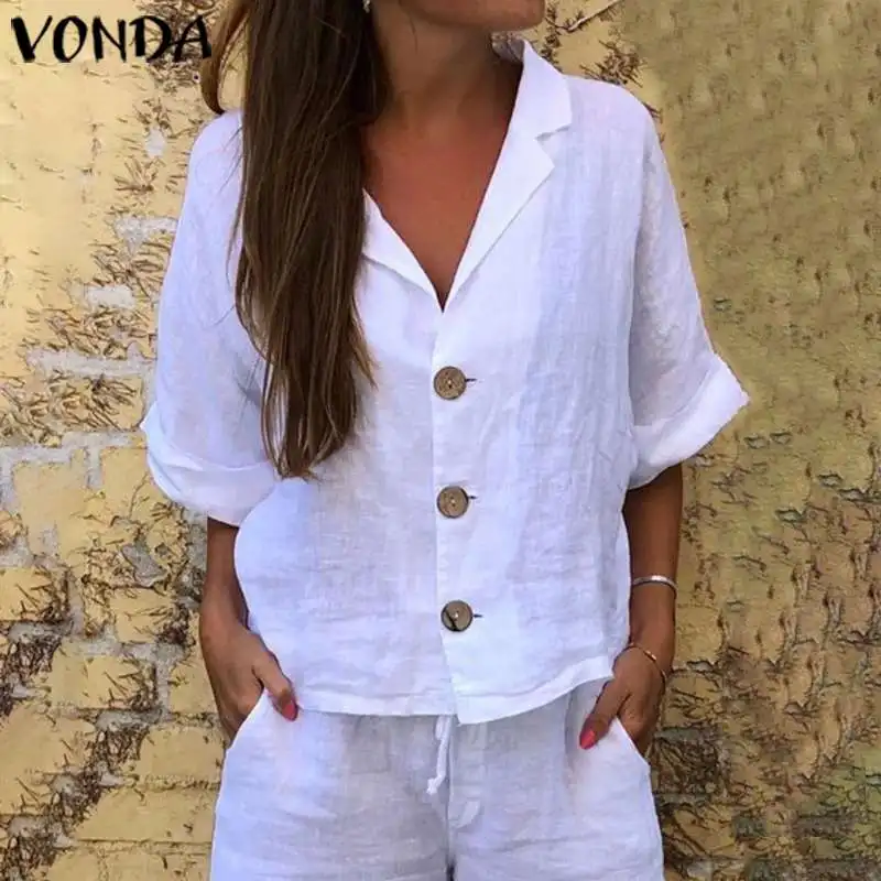 VONDA Туника женская верхняя одежда в винтажном стиле 3/4 с длинным рукавом