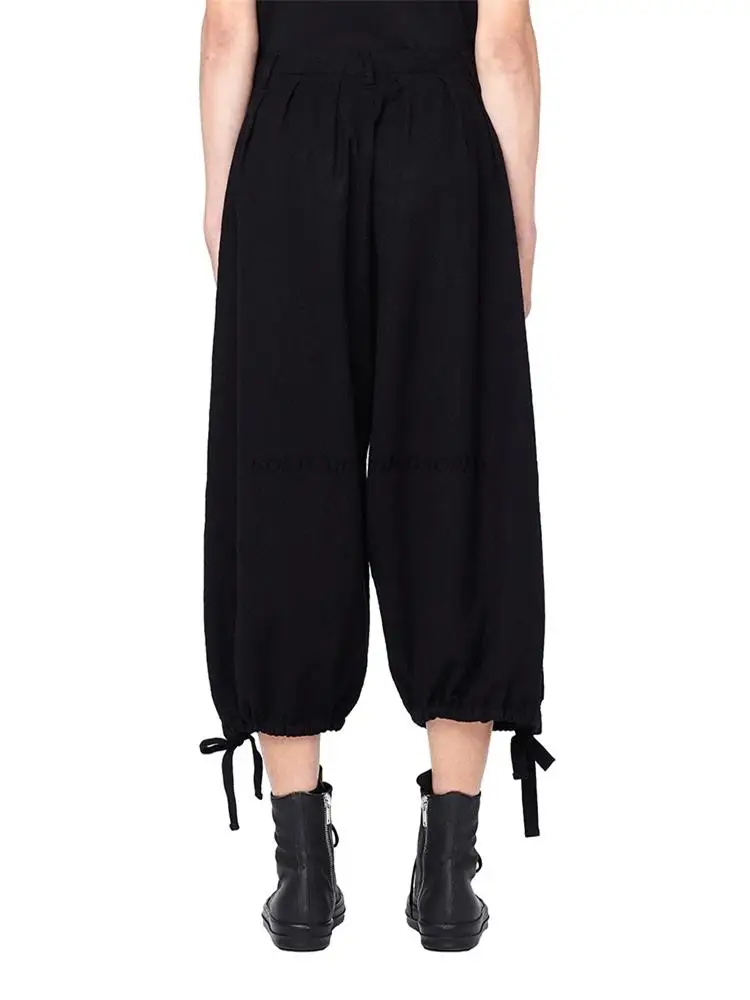 Men's Casual Pants Straight Pants Wide Leg Pants Autumn And Winter New Black Elastic Waist Drawstring Design Woolen Pants