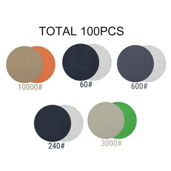 

100PCS 1inch Hook&Loop Sanding Disc 60/240/600/3000/10000Grit For Wood Polishing Silicon Carbide And Waterproof Sandpaper
