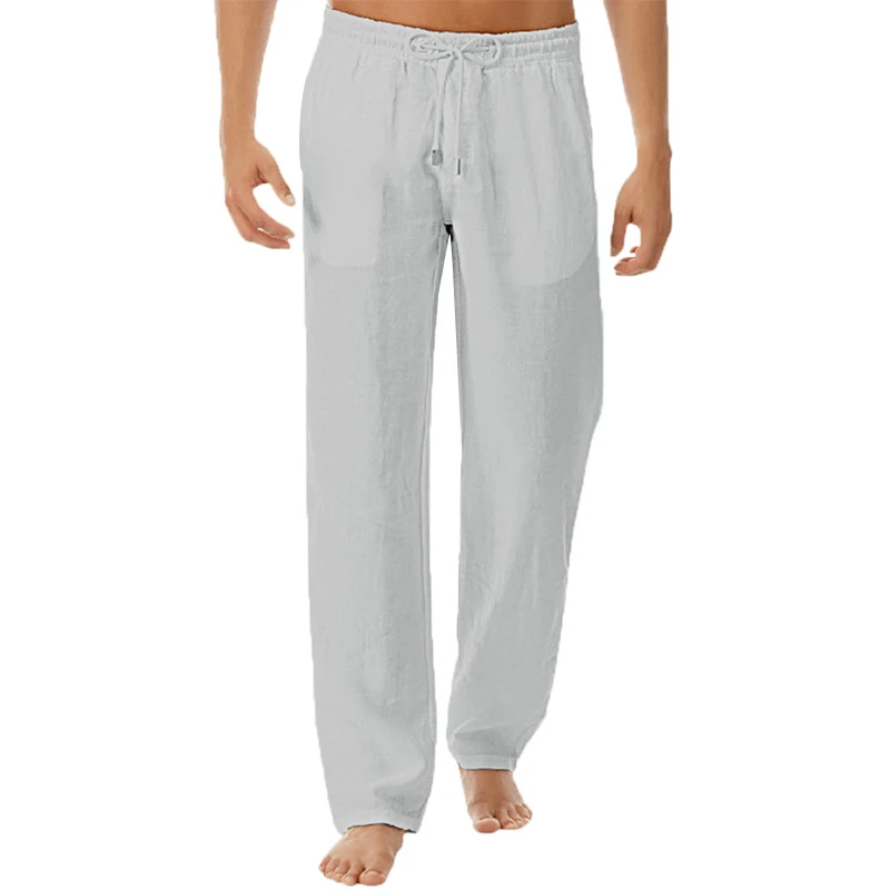 Pants Men Solid Simple Cotton Linen Pants for Men Clothing Loose Elastic Waist Casual Male Pants Pants Men Solid Simple Cotton Linen Pants for Men Clothing Loose Elastic Waist Casual Male Pants