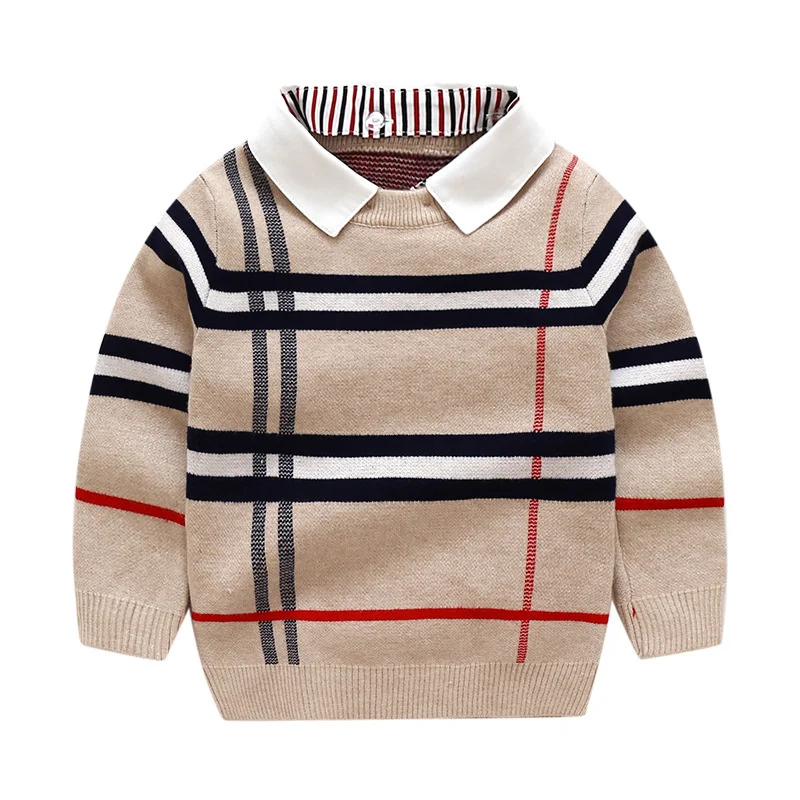 

1-8T Toddler Kid Boys Clothes Autumn Winter tops Warm pullover Top Long Sleeve Plaid Sweater baby Girl Fashion Knitted Knitwear