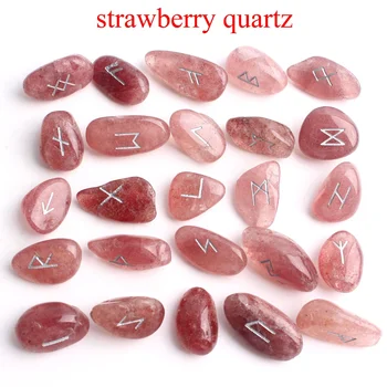 

25Pcs Natural Strawberry Quartz Crystal Rune Red Runes Stone Divination Fortune-telling Healing Meditation Gift Decor Collection