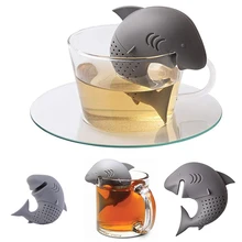 Милый фильтр для чая в форме акулы, силиконовый ситечко для чая, для чайных поильников, милый подарок для любителей акулы, для летней вечеринки