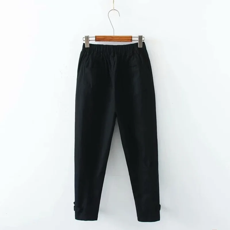 Большие размеры XL-4XL женские повседневные брюки черный эластичный пояс Зеленый офисная одежда джинсы с открытой щиколоткой