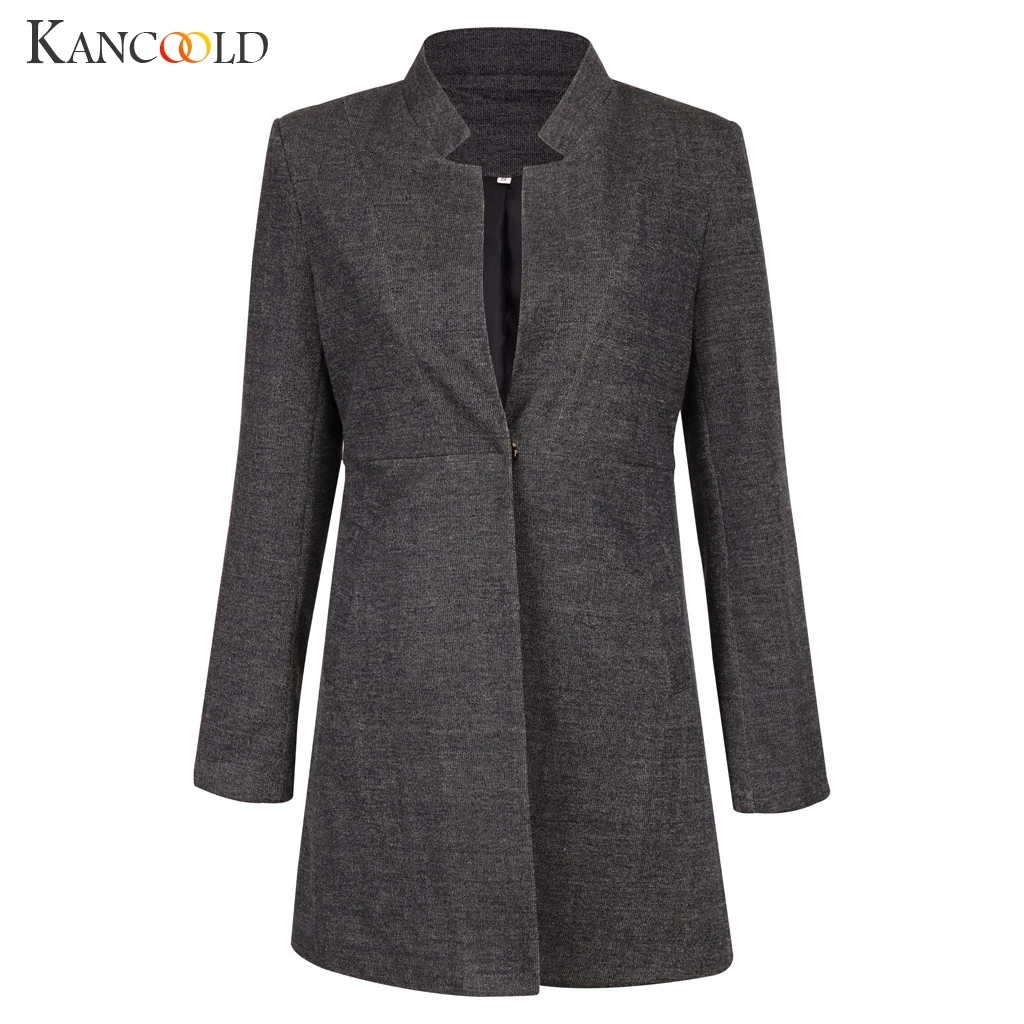 KANCOOLD пальто женское однотонное OL Стильное элегантное пальто с длинным рукавом приталенный костюм шерстяные модные пальто и куртки для женщин 2019AUG15