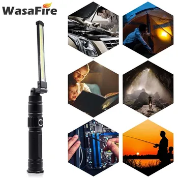 

360 Degree Rotate Work Lamp Rechargeable Foldable COB Flash Light Torch 5 Modes Waterproof Magnetic Lanterna for Camping Hunting