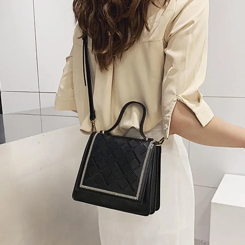 Однотонная кожаная модная маленькая сумочка с клапаном, полые клетчатые сумки через плечо, дизайнерские женские сумки на плечо, модные сумки