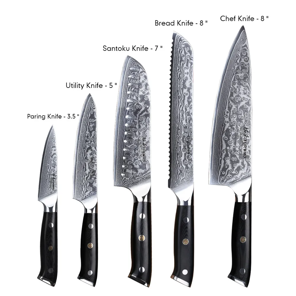 SHAN ZU 3pcs Damascus Kitchen Knife Set,chef santoku paring knives Ultra  Sharp High Carbon Stainless Steel with Ergonomic Handle - AliExpress