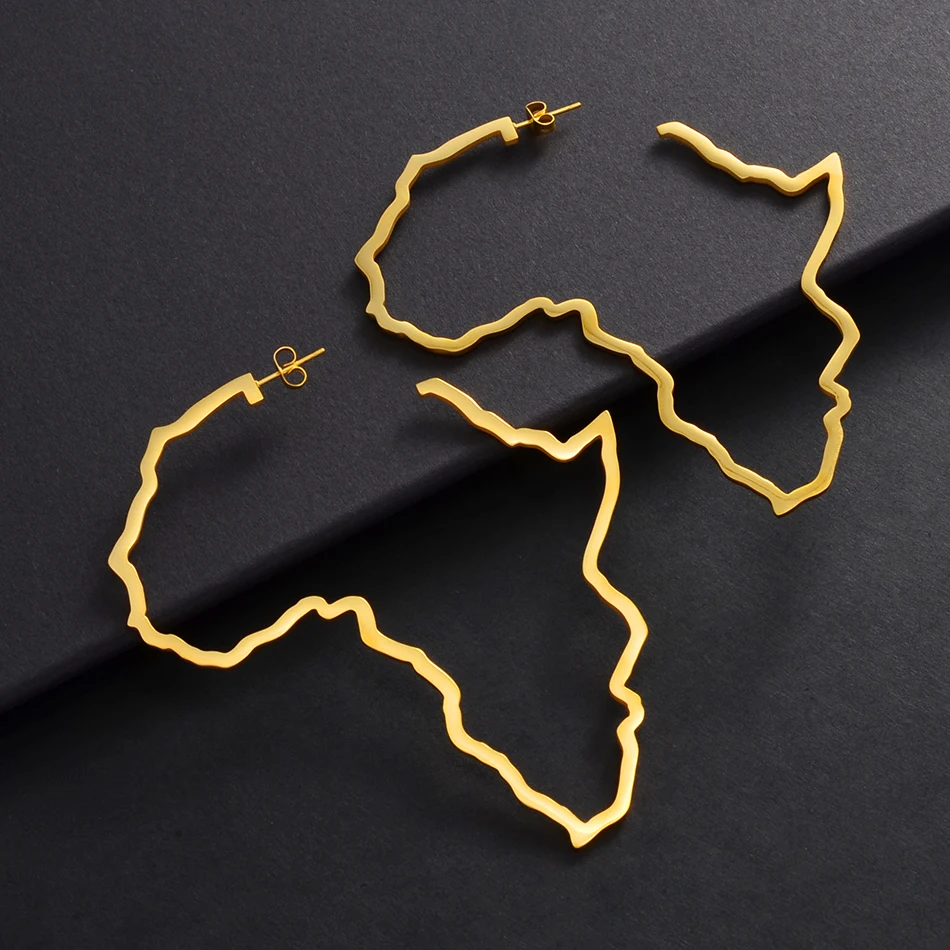 7CM/9CM Outline Africa Map Big Earrings Exaggerate Earring African Jewelry Traditional Ethnic Hyperbole Earrings #201121 3