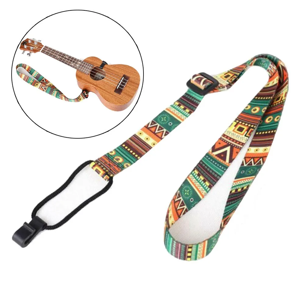 Guitar Ukulele Strap Hawaiian-Style Adjustable Ukulele Strap Sling & Hook Fits All Ukuleles Guitar Accessories
