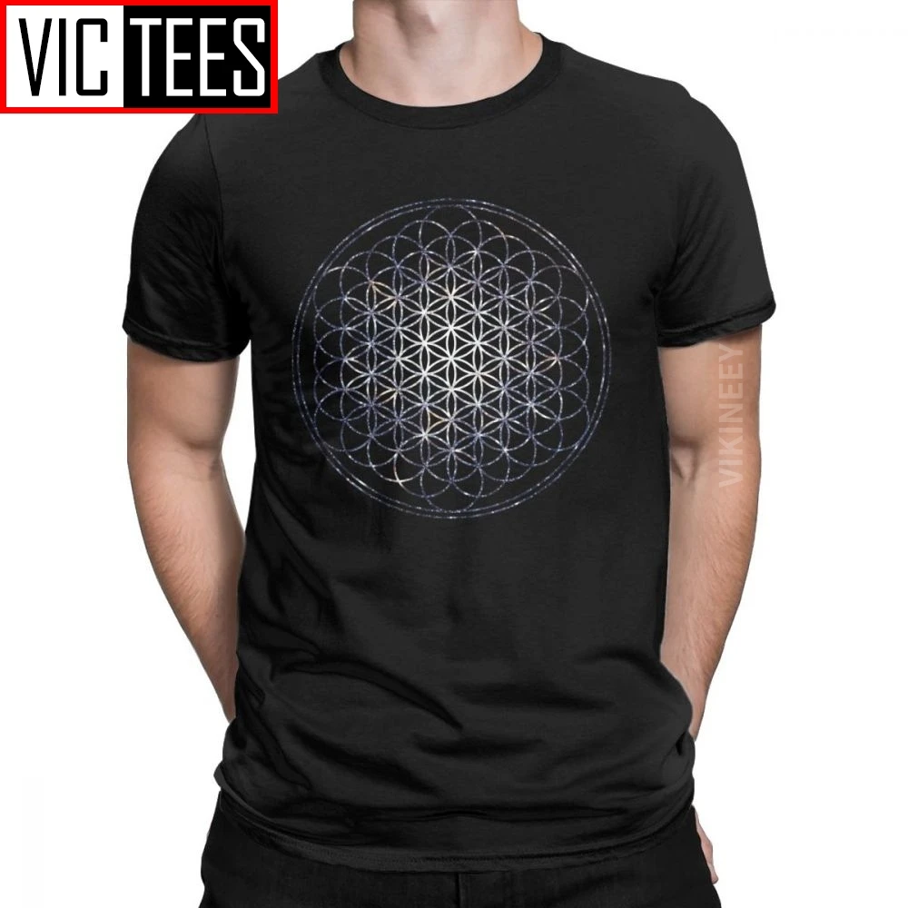 

Vintage Flower Of Life Sacred Geometry Star Cluster Tshirt Men 100 Percent Cotton Tshirt Magic Mandala