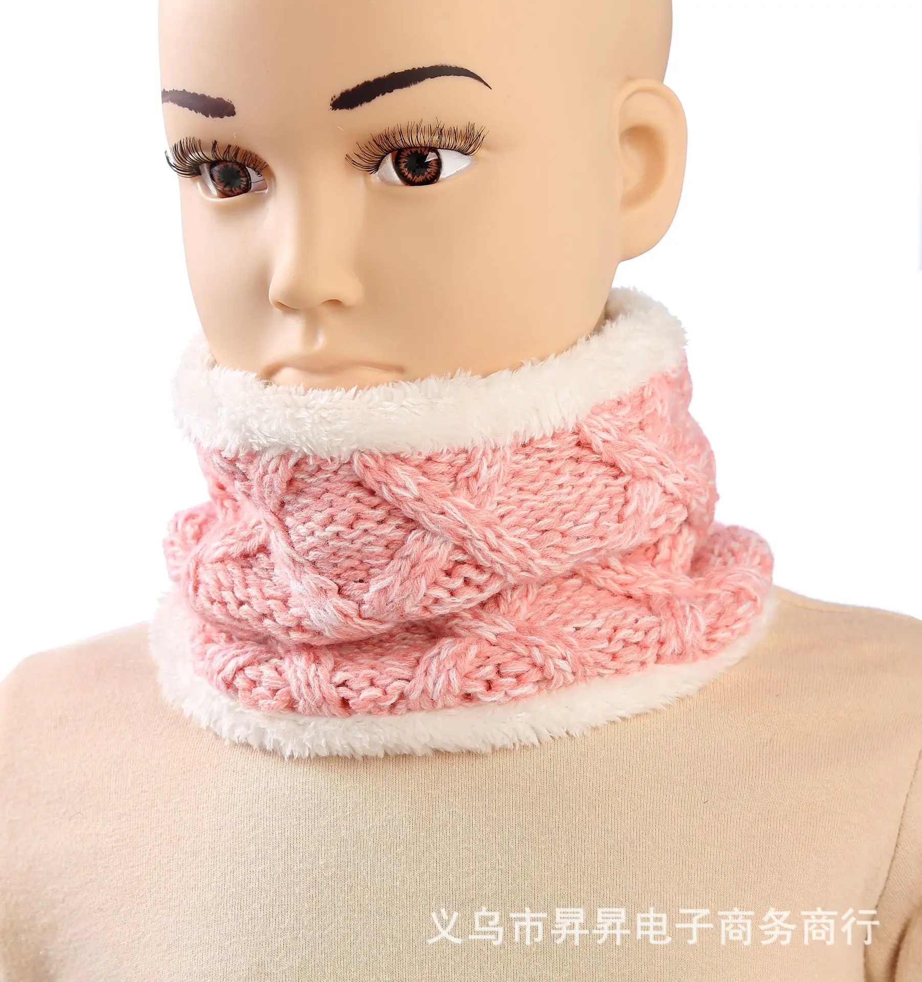 Pink Scarf Горячая Детская шапка шарф набор плюс бархат Толстая зимняя теплая шапка для младенца - Цвет: Pink Scarf